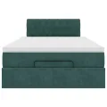 Cadre de lit ottoman avec matelas vert foncé 120x200 cm velours
