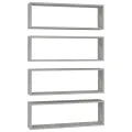 Étagères cube murales 4 pcs gris béton bois d'ingénierie