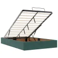 Cadre de lit ottoman avec matelas vert foncé 120x200 cm velours