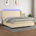 cadre de lit matelas LED Crème 200x200 cm Tissu