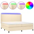 cadre de lit matelas LED Crème 200x200 cm Tissu