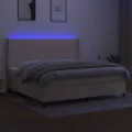 cadre de lit matelas LED Crème 200x200 cm Tissu
