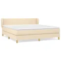 cadre de lit avec matelas Crème 160x200 cm Tissu