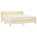 cadre de lit avec matelas Crème 160x200 cm Tissu