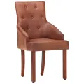 Chaises à manger lot de 4 marron cuir de chèvre véritable