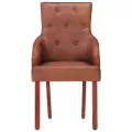 Chaises à manger lot de 4 marron cuir de chèvre véritable