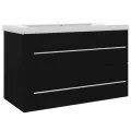 Armoire d'évier avec lavabo intégré Noir Aggloméré