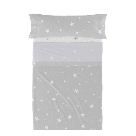 Bedding set HappyFriday Basic Kids Little star Grey Single 180 x 270 c