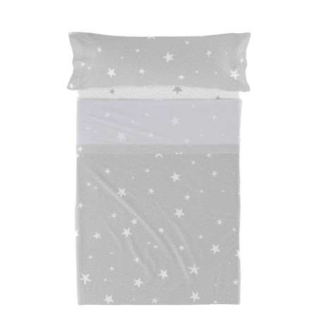 Set di Lenzuola HappyFriday Basic Kids Little star Grigio Singolo 180