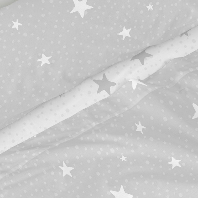 Set di Lenzuola HappyFriday Basic Kids Little star Grigio Singolo 180
