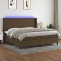 cadre de lit matelas LED Marron foncé 200x200 cm
