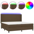 cadre de lit matelas LED Marron foncé 200x200 cm
