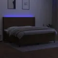 cadre de lit matelas LED Marron foncé 200x200 cm
