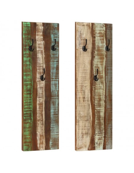 Porte-manteau mural 2pcs 36x3x110cm Bois massif de récupération