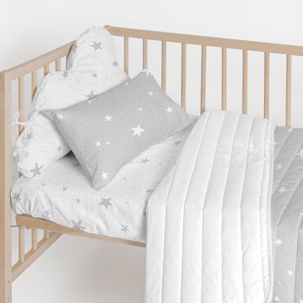 Cot protector HappyFriday Basic Kids Little star Grey 60 x 40 cm 2