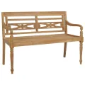Banc Batavia avec coussin noir 120 cm Bois de teck massif