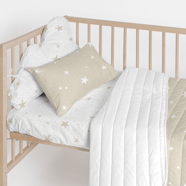 Cot protector HappyFriday Basic Kids Little star Beige 60 x 40 cm