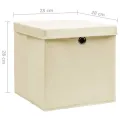 Boîtes de rangement avec couvercles 4 pcs 28x28x28 cm Crème