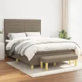 cadre de lit avec matelas Taupe 140x200 cm Tissu