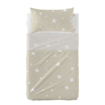 Jeu de draps HappyFriday Basic Kids Little star Beige Lit de bébé 2