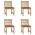 Chaises de jardin lot de 4 avec coussins Bois de teck massif