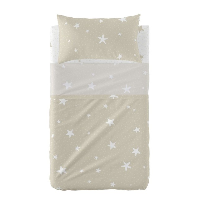 Jeu de draps HappyFriday Basic Kids Little star Beige Lit de bébé 2