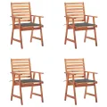 Chaises à manger d'extérieur lot de 4 et coussins Acacia massif