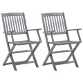 Chaises pliables d'extérieur lot de 2 et coussins Bois d'acacia