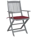 Chaises pliables d'extérieur lot de 2 et coussins Bois d'acacia