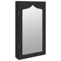 Armoire à bijoux avec miroir murale noir 37,5x10x67 cm