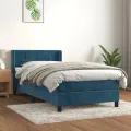 cadre de lit et matelas Bleu foncé 80x200 cm Velours