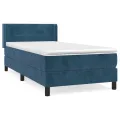 cadre de lit et matelas Bleu foncé 80x200 cm Velours
