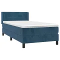 cadre de lit et matelas Bleu foncé 80x200 cm Velours
