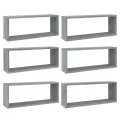 Étagères murales cube 6 pcs Sonoma gris 60x15x23 cm Bois