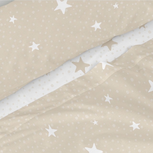Jeu de draps HappyFriday Basic Kids Little star Beige Lit 1 persone 2