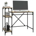 Bureau avec étagères chêne 105x50x90cm bois d'ingénierie et fer