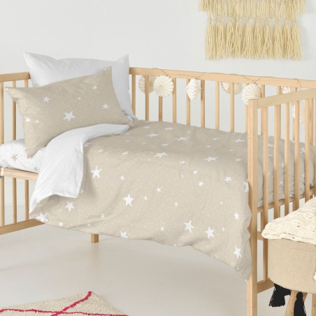 Dekbedovertrek set HappyFriday Basic Kids Beige Wieg voor baby's 2 Ond