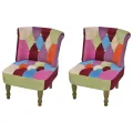 Chaises en style français lot de 2 avec design patchwork tissu
