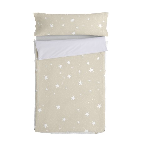 Quilt Cover without Filling HappyFriday Basic Kids Little star Beige 9
