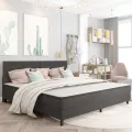 cadre de lit Gris foncé Tissu 200x200 cm
