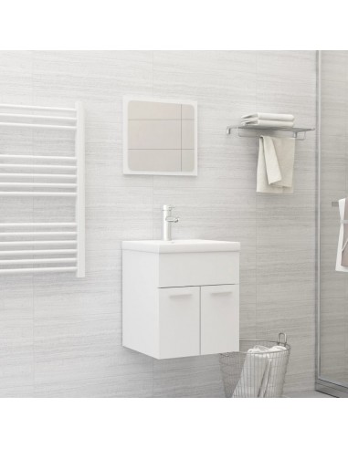 Ensemble de meubles de salle de bain 2 pcs Blanc Aggloméré