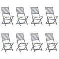 Chaises pliables d'extérieur lot de 8 et coussins Bois d'acacia