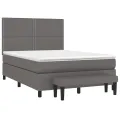 cadre de lit avec matelas Gris 140x190 cm Similicuir