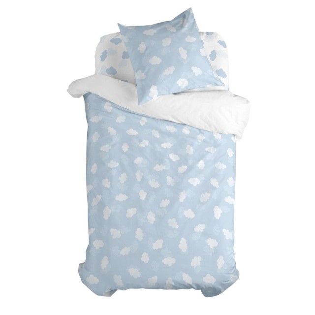 Dekbedovertrek set HappyFriday Basic Kids Blauw Bed van 80 2 Onderdele