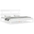 Cadre de lit sans matelas blanc 200x200 cm bois massif de pin