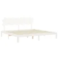 Cadre de lit sans matelas blanc 200x200 cm bois massif de pin