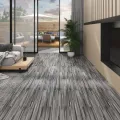 Planches de plancher PVC Non auto-adhésif 5,26 m²2 mm Gris rayé