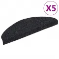 Tapis autoadhésifs de marches 5 pcs Noir 65x21x4 cm Aiguilleté
