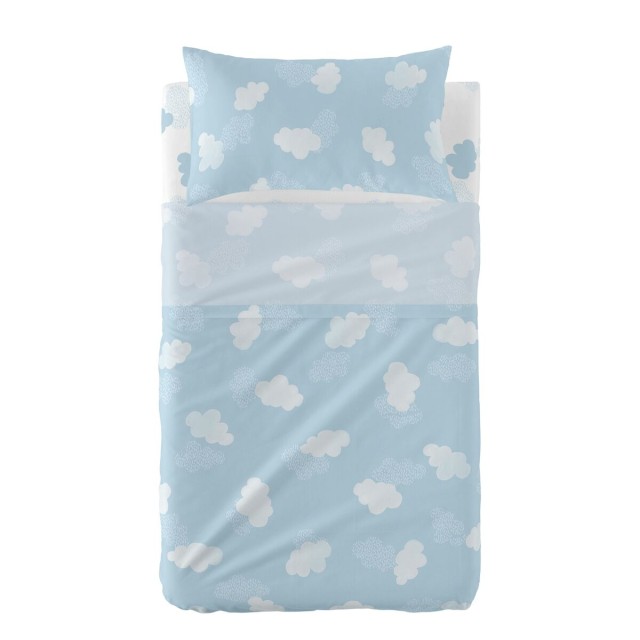 Bettwäsche-Set HappyFriday Basic Kids Clouds Blau Babybettchen 2 Stü