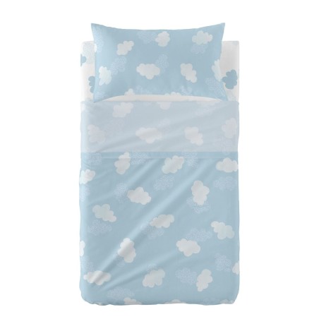 Bettwäsche-Set HappyFriday Basic Kids Clouds Blau Babybettchen 2 Stü
